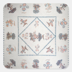 Quilt in 'Broderie Perse', c.1800 (applied, printe Square Sticker