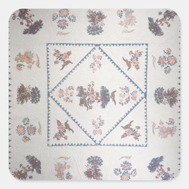 Quilt in 'Broderie Perse', c.1800 (applied, printe Square Sticker (Front)