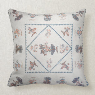 Quilt in 'Broderie Perse', c.1800 (applied, printe Throw Pillow