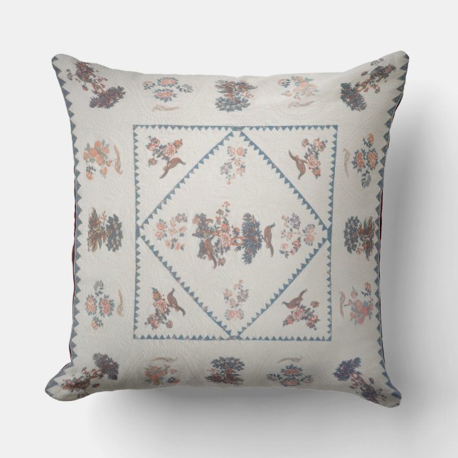 Quilt in 'Broderie Perse', c.1800 (applied, printe Throw Pillow (Front)