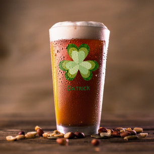 Quilt Look Green Shamrock Personalized Glass