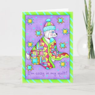Quilt Lover Dog Greeting Card or Note Card