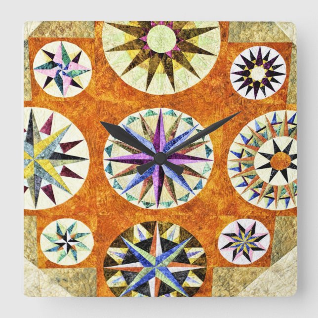 Quilt Lover Quilting Quilter Pattern Americana Square Wall Clock (Front)