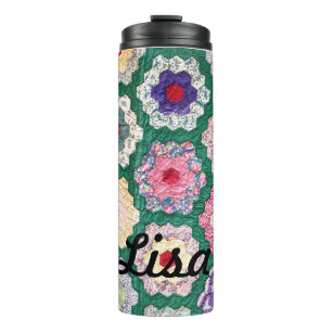 Quilt Monogram Name Colourful  Thermal Tumbler