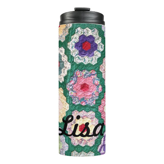 Quilt Monogram Name Colourful  Thermal Tumbler (Front)