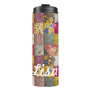 Quilt Monogram Name Colourful  Thermal Tumbler