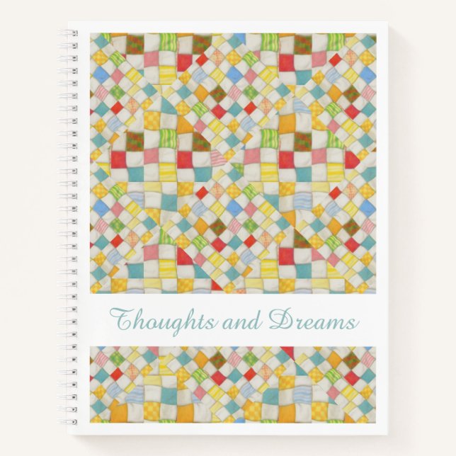 QUILT MOSAIC 8.5x11 Spiral Notebook + Text  (Front)