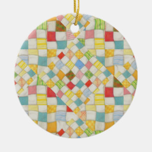 QUILT MOSAIC Ceramic Circle Ornament