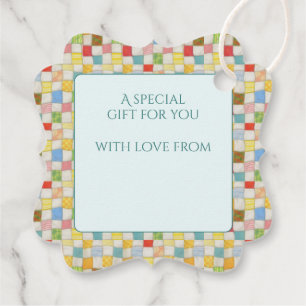 QUILT MOSAIC Fancy Square Gift Tags / Mint