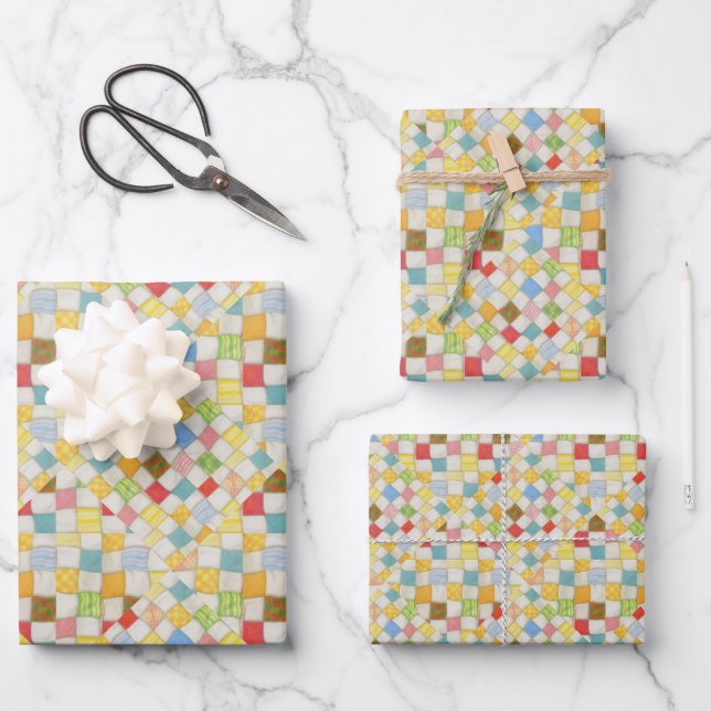 QUILT MOSAIC Flat Sheet Wrapping Paper  (Front)