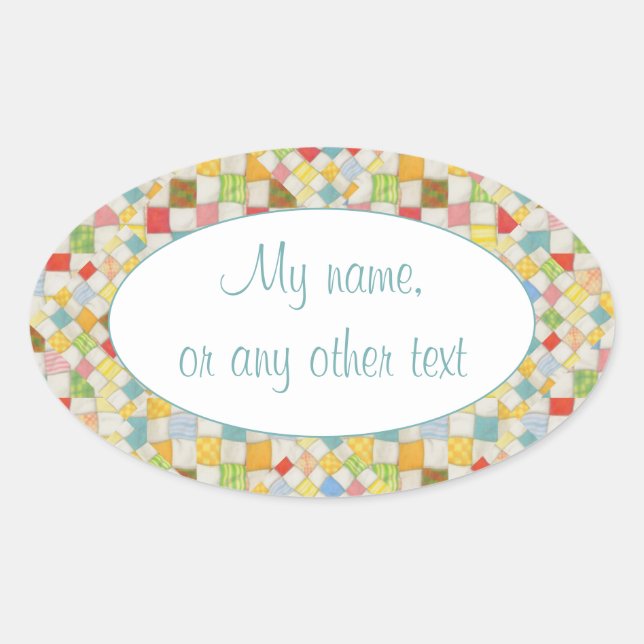 QUILT MOSAIC Oval Matte Stickers (Front)