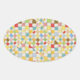 QUILT MOSAIC Oval Stickers