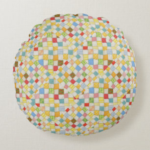 QUILT MOSAIC Round Throw Pillow