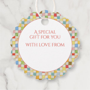QUILT MOSAIC Scalloped Gift Tags / Mint