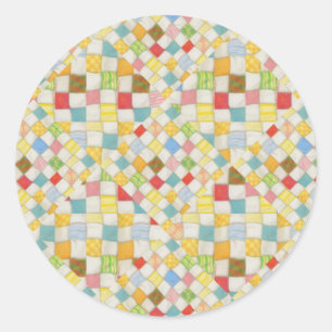 QUILT MOSAIC Small Round Stickers