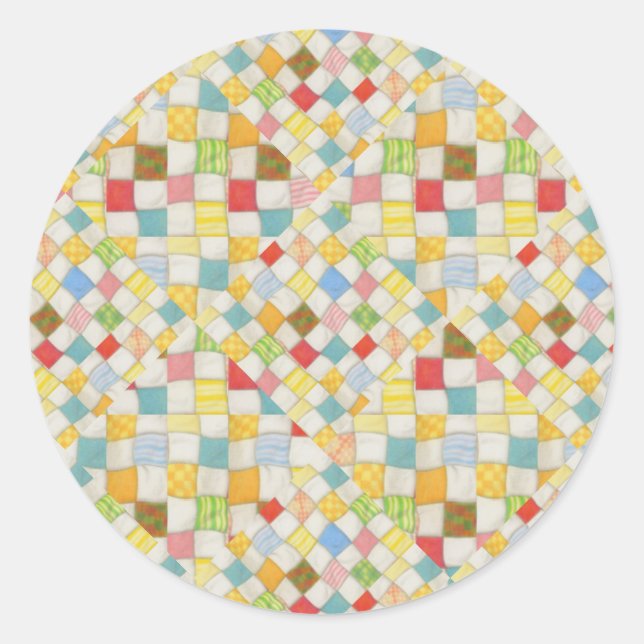 QUILT MOSAIC Small Round Stickers (Front)