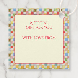 QUILT MOSAIC Square Gift Tags / Cream