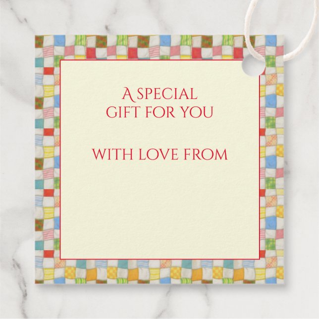 QUILT MOSAIC Square Gift Tags / Cream (Back)