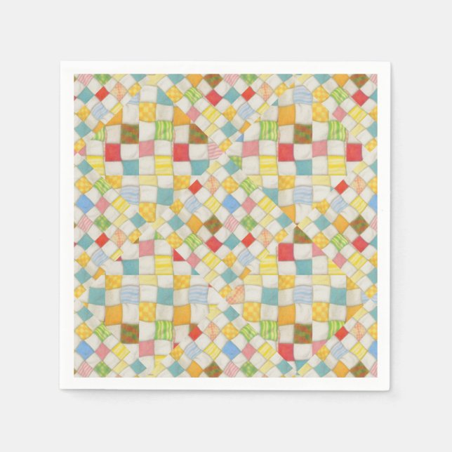 QUILT MOSAIC Standard Cocktail Paper Napkins (Front)