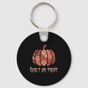 Quilt Or Treat Patchwork Pumpkin Quilters Autumn H Keychain