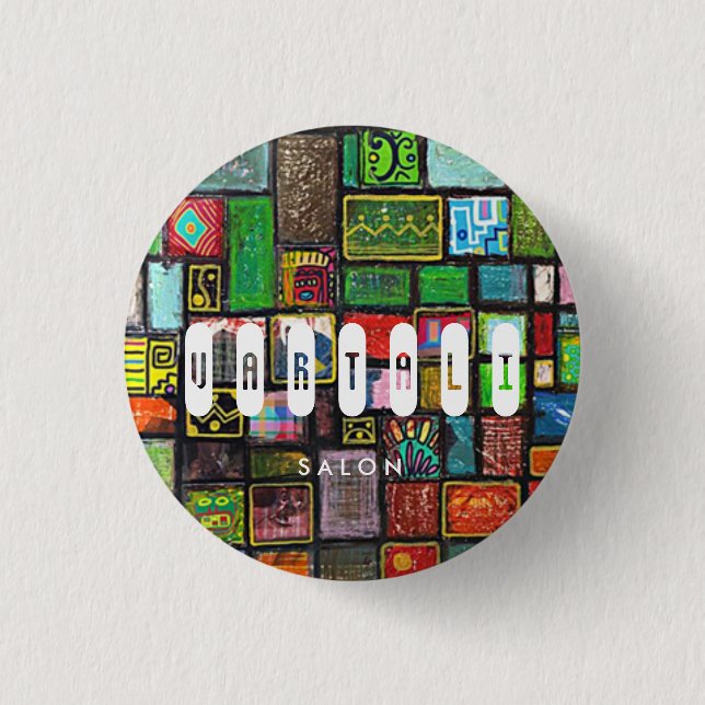 Quilt Painting Vartali Round Button (Front)