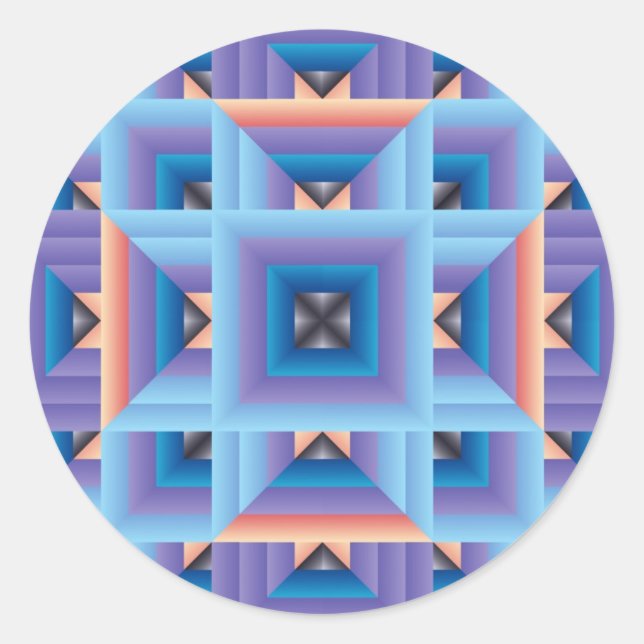 Quilt Pattern 3 in Blue and Purple Classic Round Sticker (Front)
