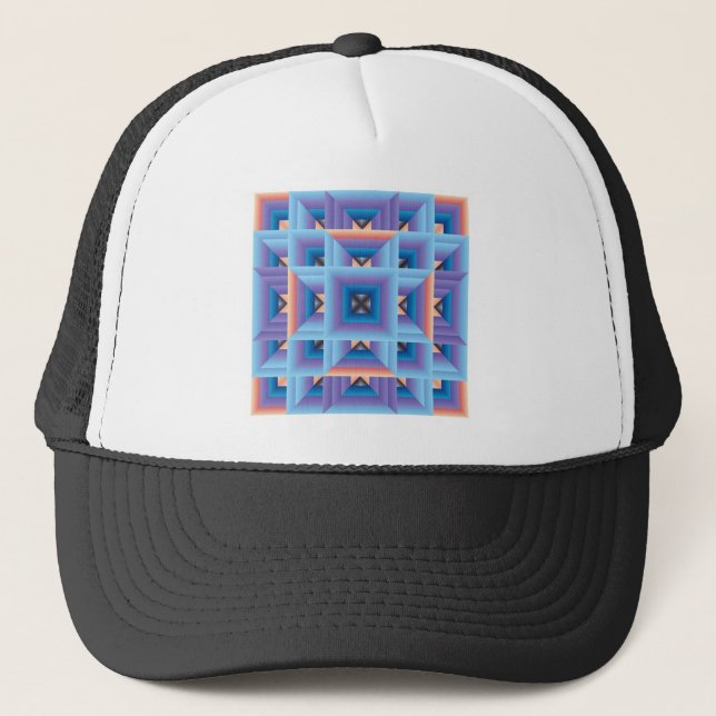 Quilt Pattern 3 in Blue and Purple Trucker Hat (Front)