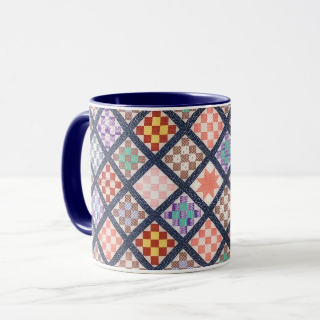 Quilt Pattern Art Cup Mug (Front Left)