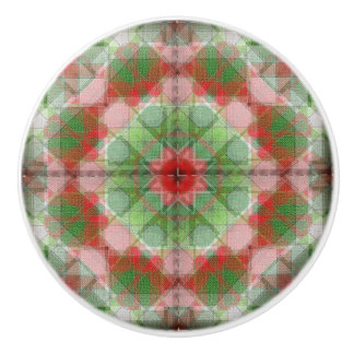 Quilt pattern ceramic knob red white