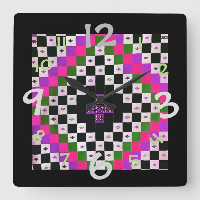 Quilt Pattern Design Clock for Art/Craft Room (Front)