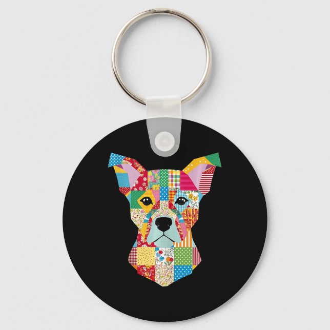 Quilt Pattern Dog For Quilting Lover Quilter Sewin Keychain (Front)