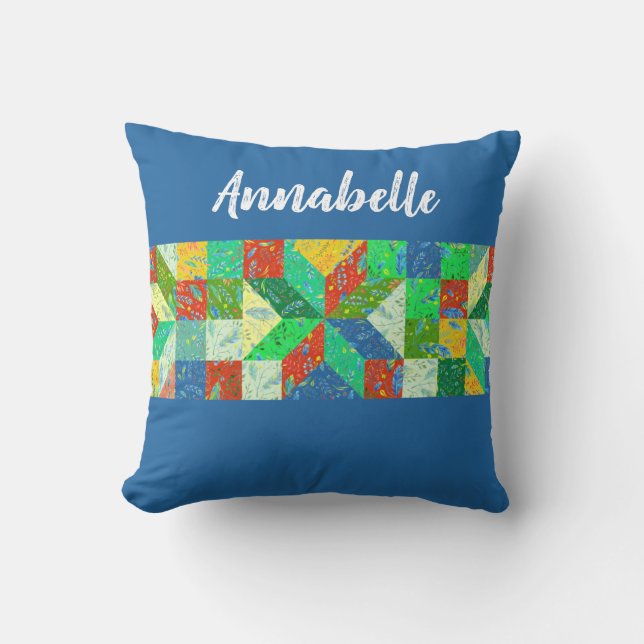 Quilt Pattern Personalized Throw Pillow (Front)