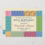 Quilt Personalized | Custom Year Invitation<br><div class="desc">Celebrate any occasion with this 5 x 7 invitation featuring a design resembling an old-fashioned patchwork gingham quilt in shades of blue, rose, cream green, golden yellow, and aqua. Make it unique and change the text using the easy provided templates and the 'Customize It!' feature. This sample shows how it...</div>