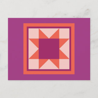 Quilt Postcards - Sawtooth Star (pink/orange)
