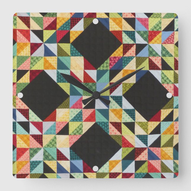 Quilt Quilter Pattern Americana Craft Lover Sewer Square Wall Clock (Front)