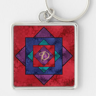 Quilt Square Monogram Keychain
