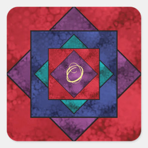 Quilt Square Monogram Square Sticker