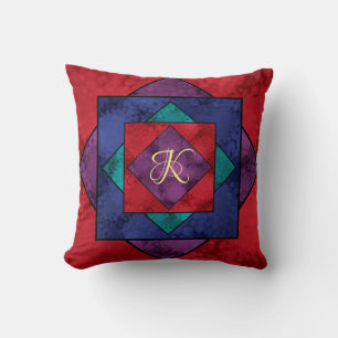 Quilt Square Monogram Throw Pillow