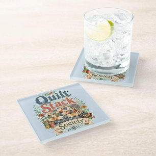 Quilt Stack Society Cottagecore Sewing Glass Coaster
