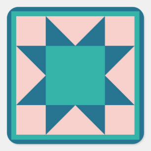 Quilt Sticker - Sawtooth Star (teal)