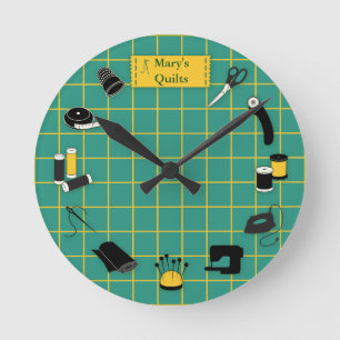 Quilt Time Customize the Label Round Clock