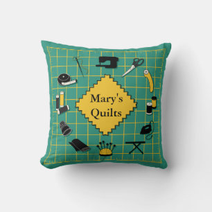 Quilt Time Customize the Label Throw Pillow