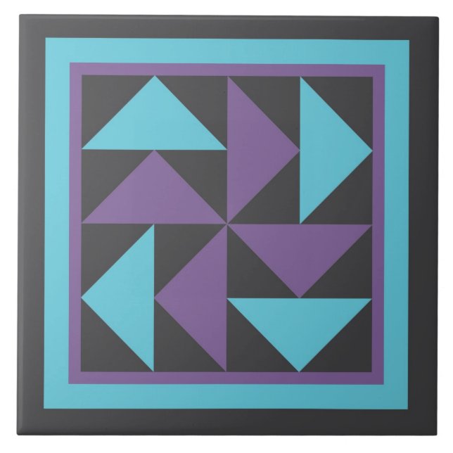 Quilt Trivet - Dutchman's Puzzle (purple/black) (Front)