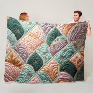 Quilted Abstract Design Fleece Blanket