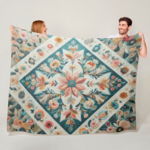 Quilted Abstract Design Fleece Blanket