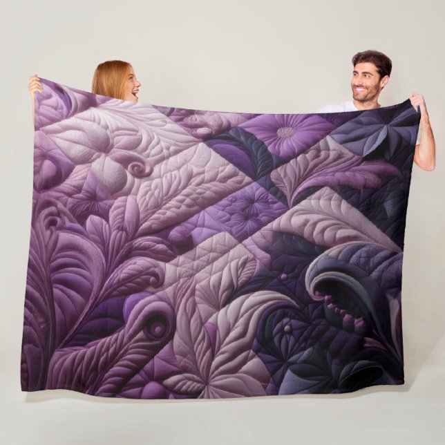 Quilted Abstract Design Fleece Blanket (In Situ)