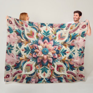 Quilted Abstract Design Fleece Blanket