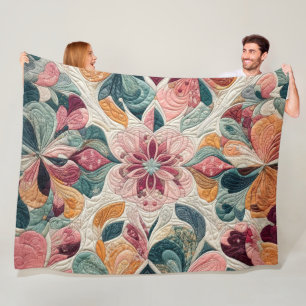 Quilted Abstract Design Fleece Blanket