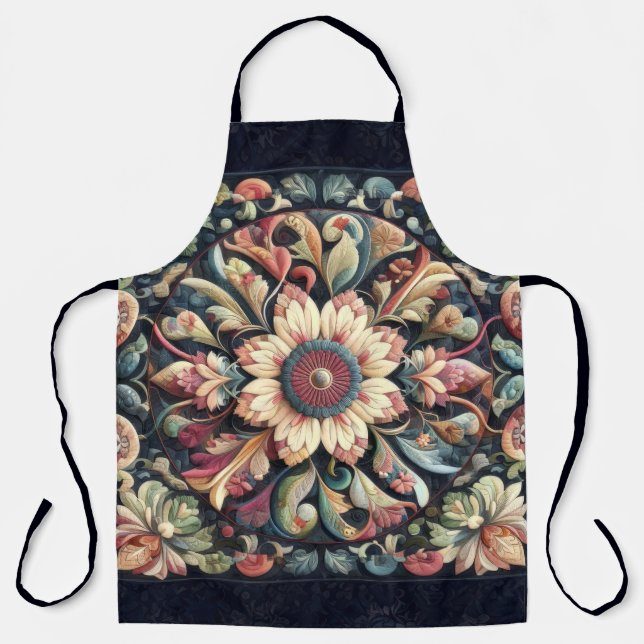 Quilted Abstract Floral Design Apron (Front)