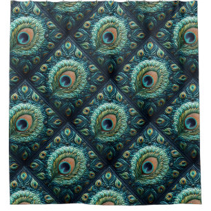 Quilted Blue Peacock Feathers Design